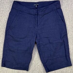 Eileen Fisher Navy Linen Bermuda Walking Shorts Size 8 30W 11.5 Inseam